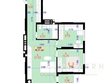 Продаж 2к квартири 56.31 кв. м на вул. Національної Гвардії • ID 34900457