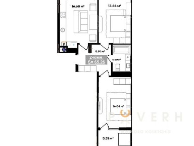 Продаж 2к квартири 65.26 кв. м на вул. Національної Гвардії 15 • ID 34893605