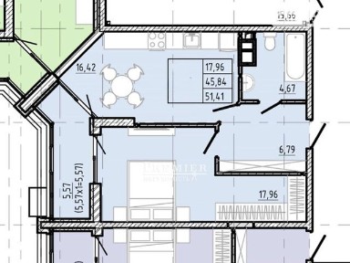 Продаж 1к квартири 51.41 кв. м на вул. Івана Франка • ID 34889280