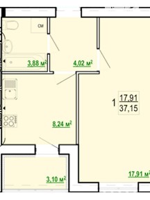 Продаж 1к квартири 37.15 кв. м на вул. Борткевича 15 • ID 34878196