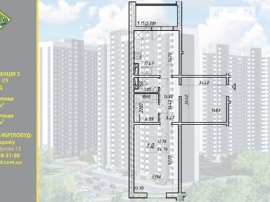 Продаж 1к квартири 55 кв. м на вул. Меліоративна 18А • ID 34877573