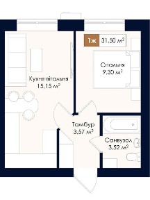 Продаж 1к квартири 31.5 кв. м на вул. Соборна 39 • ID 34864051
