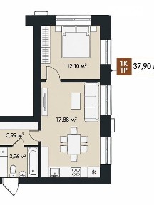 Продаж 1к квартири 37.9 кв. м на вул. Соборна 39, кв. 9 • ID 34944444
