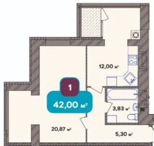 Продаж 1-кімнатної квартири 42 м², Нижня Берегова вул.