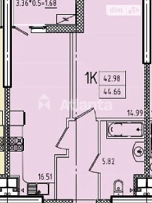 Продаж 1к квартири 44.66 кв. м на вул. Генуезька • ID 34951589