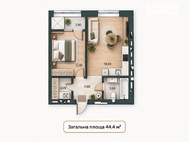 Продаж 1к квартири 44.4 кв. м на вул. Біла 1Б • ID 34962535