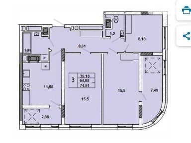 Продаж 3к квартири 75 кв. м на вул. Миколайчука 38 • ID 34989240
