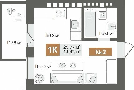 Квартира від забудовника ЖК Park Residence. Студія 26м. кв з власним укриттям та паркінгом