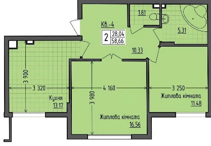 2-кімнатна квартира 58 м² в історичному центрі Чернівців (вул. Шептицького)