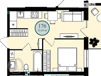 Продаж 1к квартири 32.49 кв. м на вул. Джерельна • ID 35000375