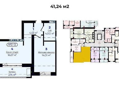 Продаж 1к квартири 41.24 кв. м на вул. Квітки Цісик 53В • ID 35013848