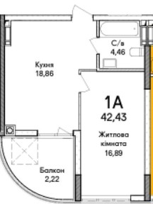 Продаж 1к квартири 43 кв. м на вул. Ольги Кобилянської 52 • ID 35018862