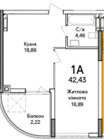 Продаж 1к квартири 43 кв. м на вул. Ольги Кобилянської 52 • ID 35019776