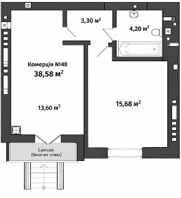 ЖК Park Residence! Комерція 38,58 м², 2 окремі кімнати, власний вхід | від Забудовника
