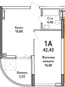Продаж 1к квартири 42 кв. м на вул. Ольги Кобилянської 52 • ID 35020508
