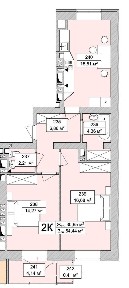 Продаж 2-кімнатної квартири в Атмосфера Life (2 поверх, газ, 63,5м. кв. )