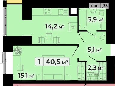 Продаж 1к квартири 40.5 кв. м на вул. Довженка Олександра 14Б • ID 35029347