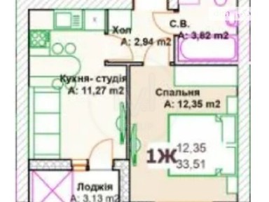 Продаж 1к квартири 33.1 кв. м на вул. Сім'ї Шкарівських 22Г • ID 35032178