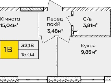 Продаж 1к квартири 32.2 кв. м на вул. Тепловозна 28, кв. 105 • ID 35033739