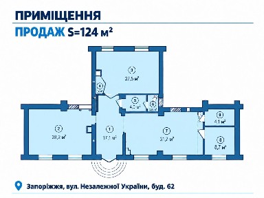 Продаж фасадного приміщення 124 м² | Центр Запоріжжя
