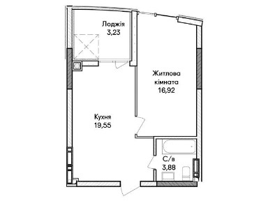 Продаж 1к квартири 43.58 кв. м на вул. Ольги Кобилянської 1В/42, кв. 5 • ID 35037876