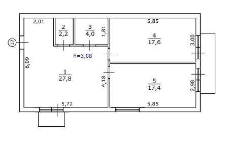 Яслинська, 3. 2-3 кімнатна квартира 70,6 м² з газовим опаленням, єОселя