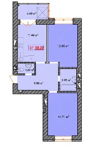 2-кімнатна квартира 59,20 м² у ЖК «Молодість» | Ірпінь