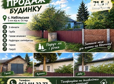 Продаж 1 поверхового будинку 71.5 кв. м, 3 кімнати • ID 35042336