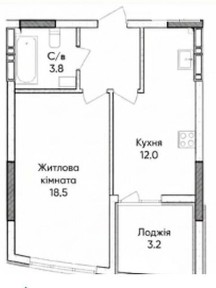 Продаж 1к квартири 43.8 кв. м на вул. Ольги Кобилянської 1В/52 • ID 35057111