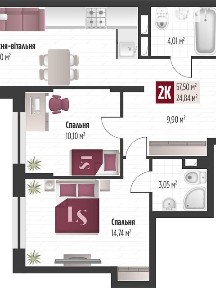 Продаж 2к квартири 57.5 кв. м на вул. Метрологічна 13А • ID 35067350