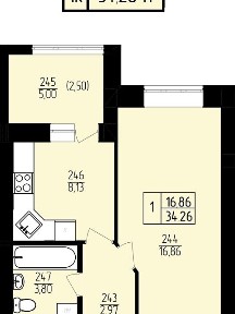 Продаж 1к квартири 34.26 кв. м на вул. Панаса Мирного • ID 35086674