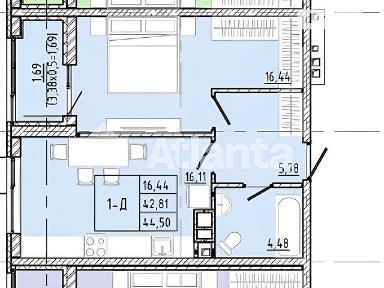 Продаж 1к квартири 44.88 кв. м на вул. Івана Франка • ID 35093163