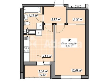 Продаж 1к квартири 36.52 кв. м на просп. Князя Ярослава Мудрого • ID 35096946